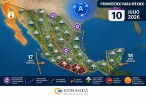 La onda tropical número 17 ocasionará lluvias fuertes en la mayor parte del territorio nacional