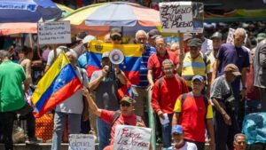 Chavistas protestan contra la injerencia de Estados Unidos en Venezuela; exigen liberación de Maduro
